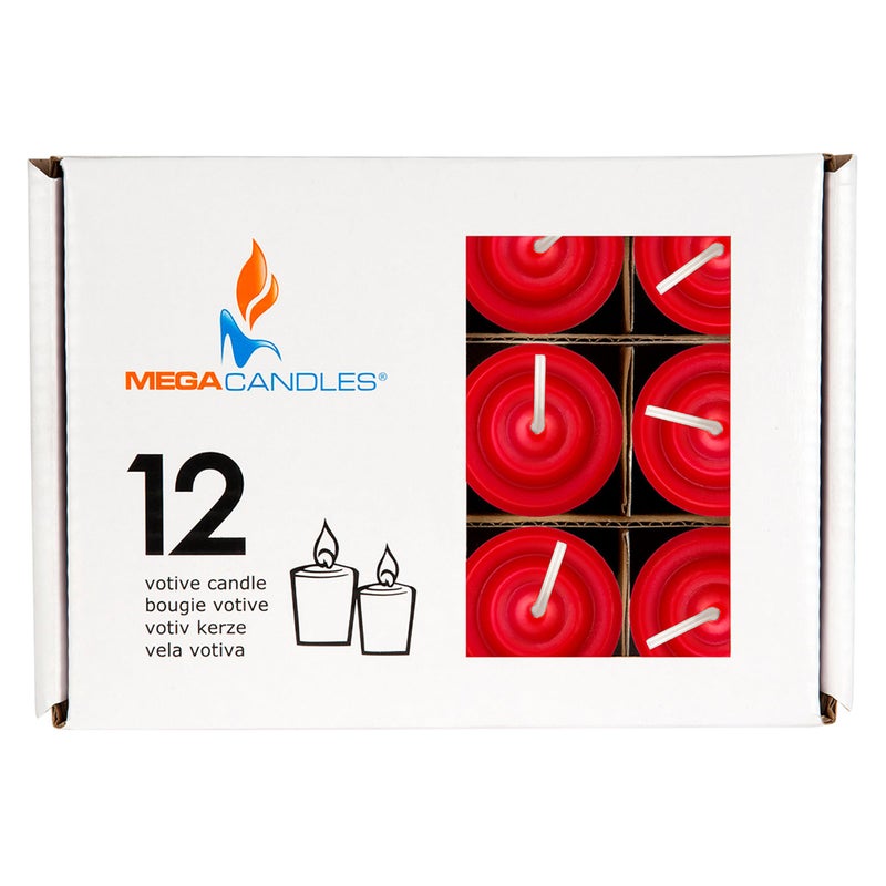 Mega Candles 12 pcs Unscented Red Votive Candles, Hand Poured Wax Candle 10 Hours 1.38 Inch x 1.5 Inch, Home DÃ©cor, Wedding Receptions, Centerpieces, Occasions, Events, Meditations, Holders - Image 3